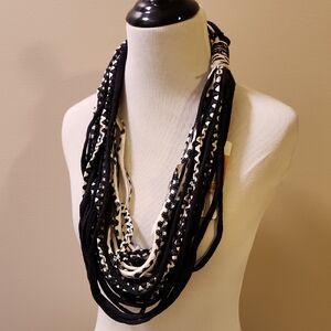 Dona Bela Shreds Black/White Multi-Strand Upcycled Neckwear
